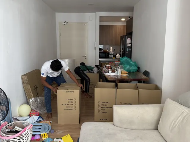 Packing up a condo living room
